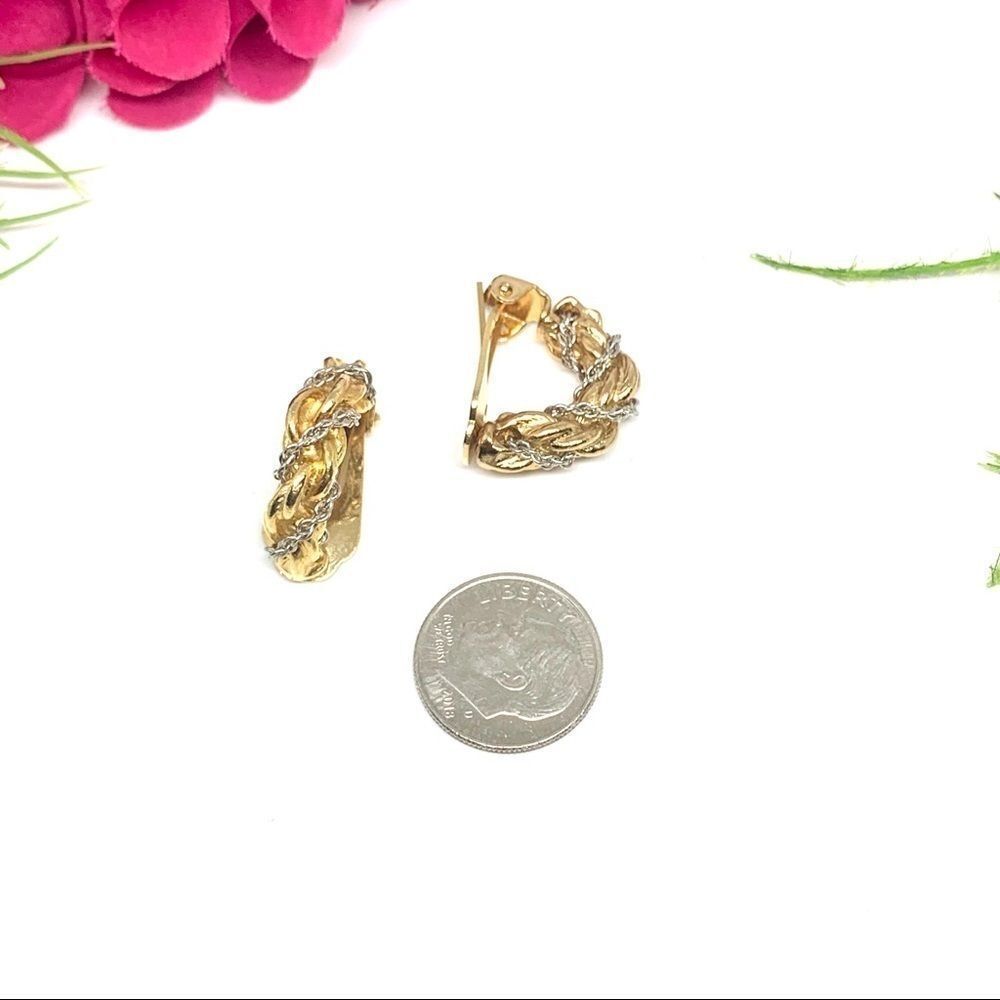 VINTAGE⚜️NAPIER Gold Chain Twist Clip Earrings - Picture 11 of 11